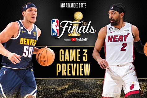 Jun 7, 2023 · Wed, Jun 7, 2023 · 2 min read. 3. The NBA Finals is still a toss-up. Through two games, the series is even at 1-1 with both the Denver Nuggets and Miami Heat winning a game at Ball Arena in ... 